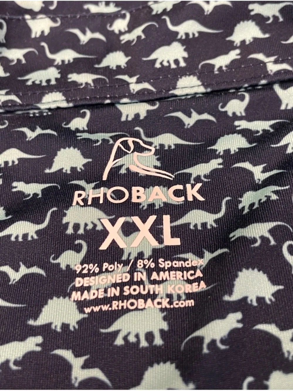 Rhoback Polo Shirt Men's 2xl Blue Dinosaur Golf Performance Stretch Logo - Picture 4 of 7